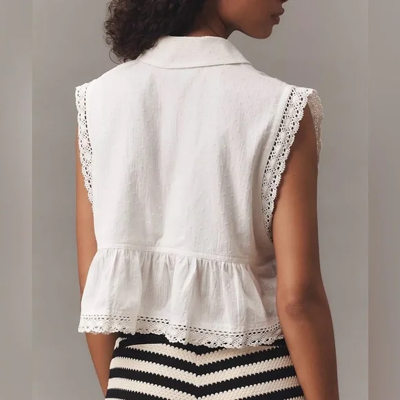 NWT Size XL - Anthropologie 100% Cotton Lace Swing Blouse (NWT USD 108) - Picture 7 of 16